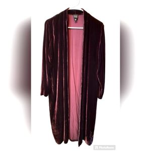 Eileen Fisher Velvet Cardigan in Deep Burgundy and Pink